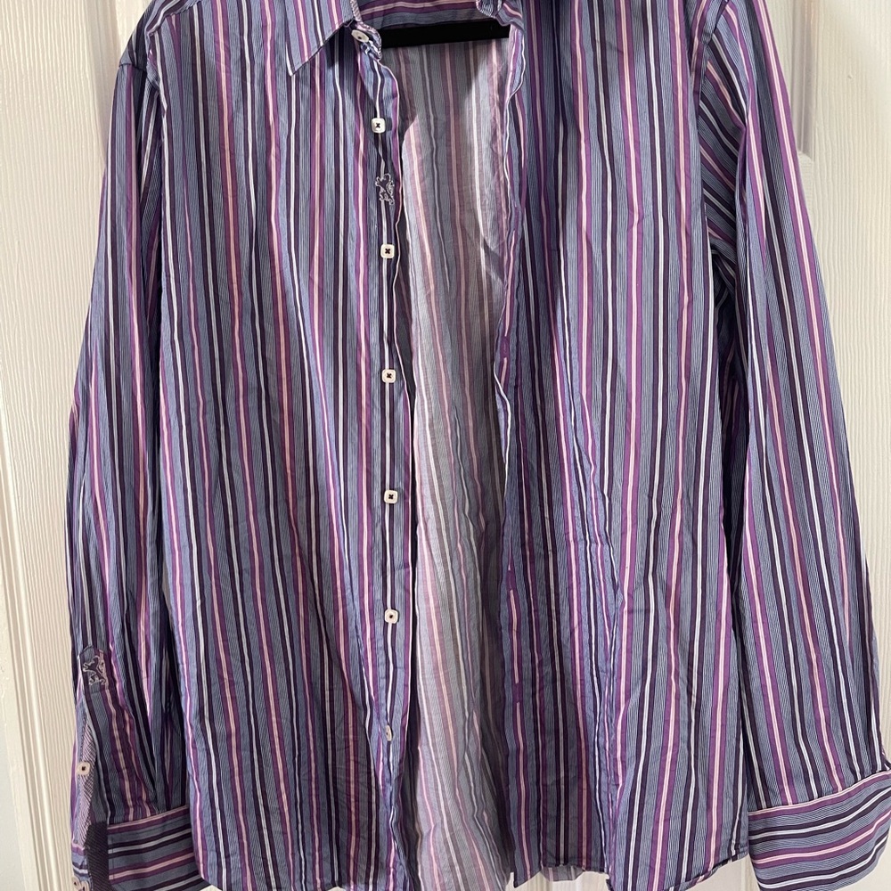 Bugatchi Purple Multi-Stripe Button-Down Shirt